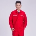 Lingbi đỏ bông dài tay phù hợp với nam hàn máy sửa chữa trang trí kỹ thuật quần áo cotton bảo vệ quần áo phù hợp Bộ đồ