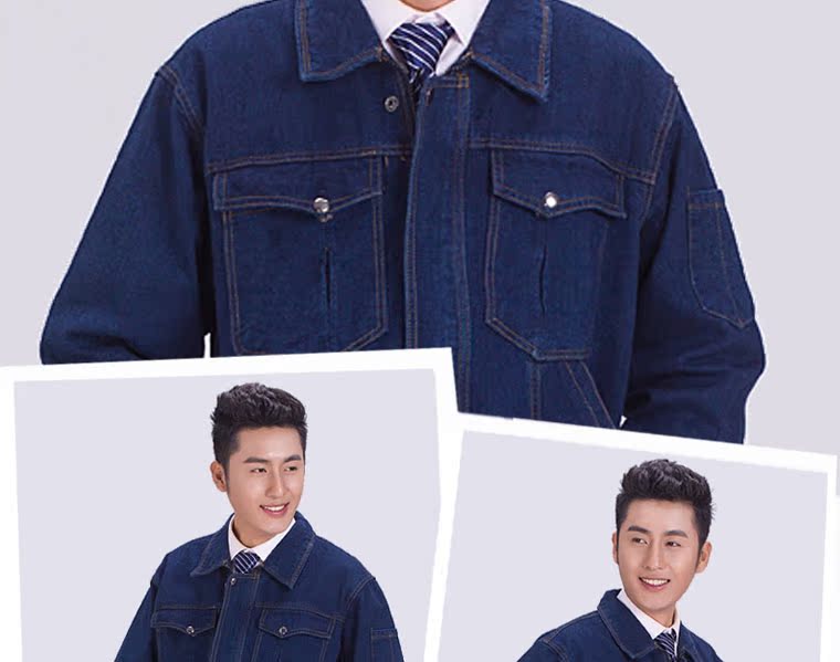 Lingbi mùa xuân và mùa thu dày dây kéo denim dài tay phù hợp với quần áo dày denim hàn quần lót nam