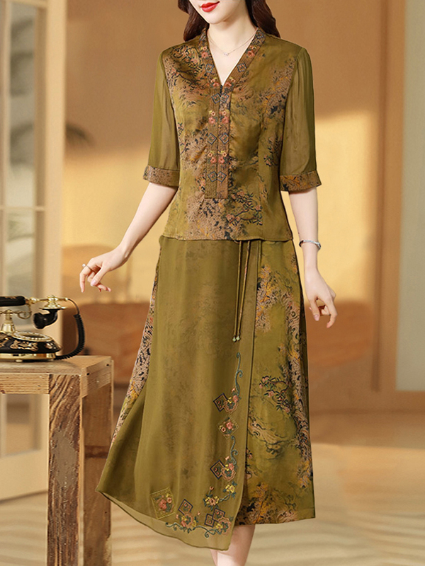 Xiangyun Silk Suit for Women, Wedding Banquet Dress, Two-Piece Set, Silk Mini Dress, Mother's Dress, Boutique Mulberry Silk, Spring and Summer Xiangyun Silk Suit for Women, Wedding Banquet Dress, Two-Piece Set, Silk Mini Dress, Mother's Dress, Boutique Mulberry Silk, Spring and Summer