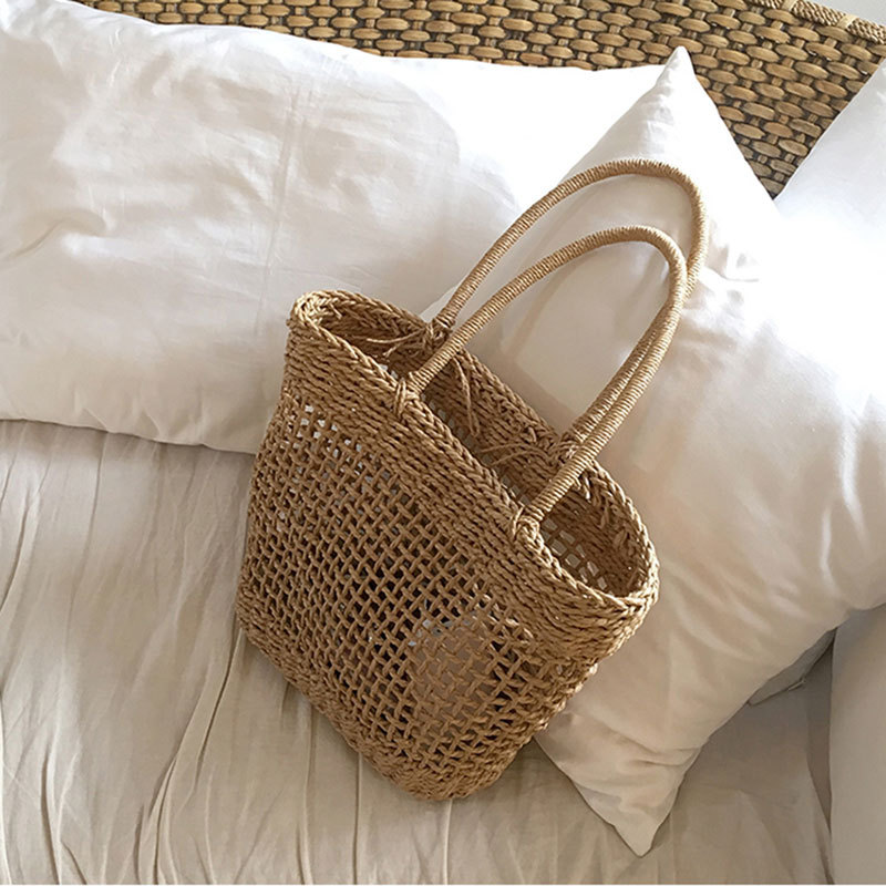 Ins2026 New Straw Woven Bag Rattan Woven Bag Beach Summer Vacation Handbag Single Shoulder Hyuna Hand-Woven Bag for Women