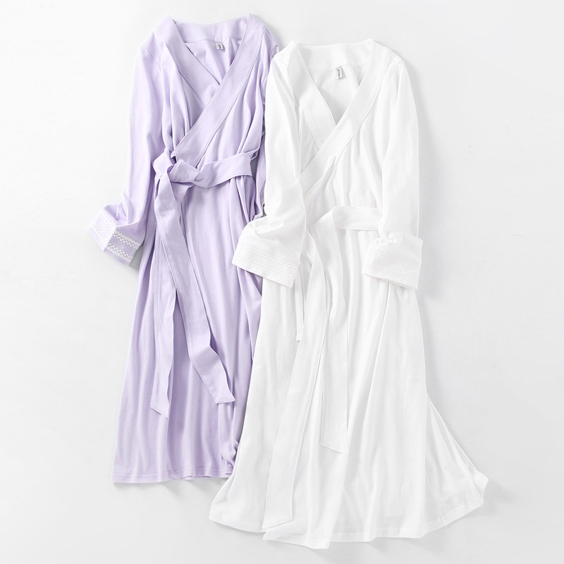 White Pyjamas Woman Long Sleeve Pure Cotton Palace Tingle Sleeping Dress Full Cotton Sexy Day Style And Wind Sleepwear Long Version Women Spring Autumn