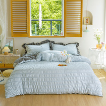 Korean version ins girl heart Solid color bedspread quilt cover Fairy Seersucker princess wind bed sheet quilt cover Bedding