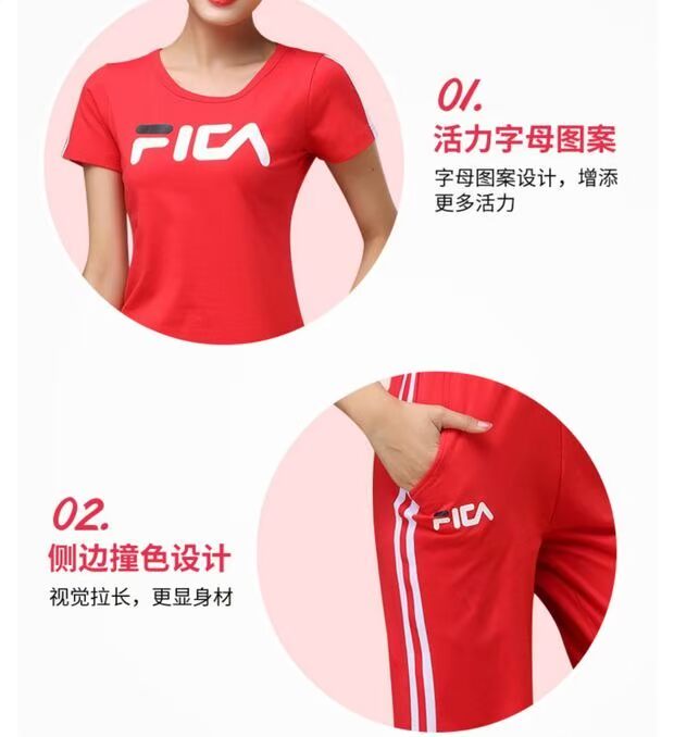 Trang phục thể thao mới hai mảnh mùa xuân và mùa hè vuông nhảy múa cổ tròn phụ nữ mới quần cotton ngắn tay - Thể thao sau bộ đồ adidas nữ