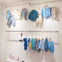 2020 new clothing rack stainless steel simple wall side hanging clothes rack childrens clothing store creative wall-mounted clothes pole shelf