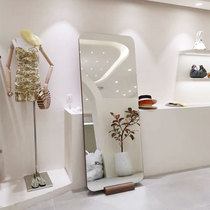 Mirror Full-body full-length mirror Beauty simple floor-to-ceiling mirror Wall-mounted thin white high three-dimensional clothing store fitting mirror