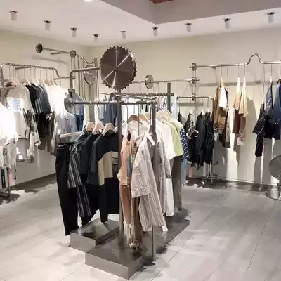 Clothing store display rack display rack floor-standing men's clothing rack side hanger Stainless steel high-end Nakajima hanging rod