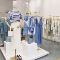 Clothing store display rack Gold clothing rack Floor-standing stainless steel island rack Womens store display combination shelf