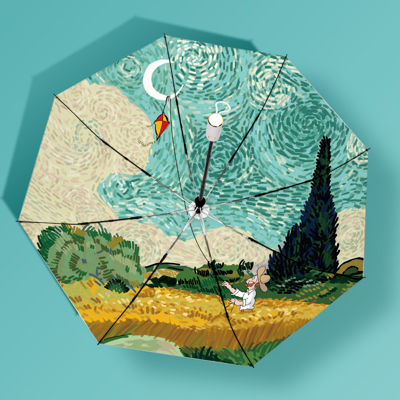 Knowing Umbrella Sunshade Titanium Silver Professional Sunscreen Automatic Sunshade Sunscreen Anti-UV Sunshine Umbrella Dual-use Oil Painting Umbrella