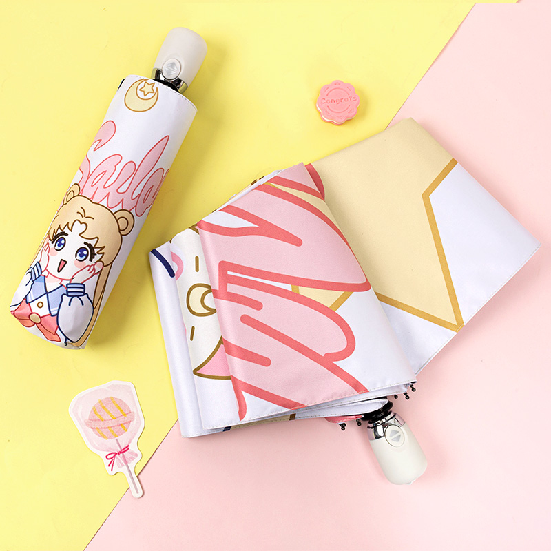 Automatic sun visor umbrella dual-use female cute ins sunscreen anti-UV folding small portable parasol