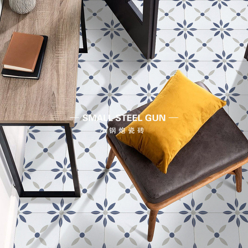 Nordic Wind 200 Total Porcelain Small Flower Brick Kitchen Makeup Room Balcony Xuan Guan Wall Brick Bar Net Red Shop Anti Slip Floor Tiles