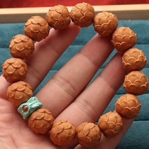 Natural fidelity monkey head walnut carved lotus bracelet good luck bracelet rosary peach core finished gift for men and women