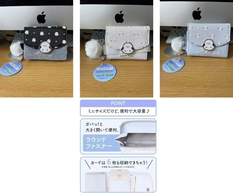 Free Shipping Japanese Genuine Coboca+ Silver-Throated Long-Tailed Tit 70% off Wallet, Available in Black, Beige, and Blue