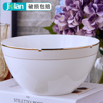 Creative Chinese 8-inch bone china large soup bowl large household ceramic large bowl spoon combination simple pickled fish bowl