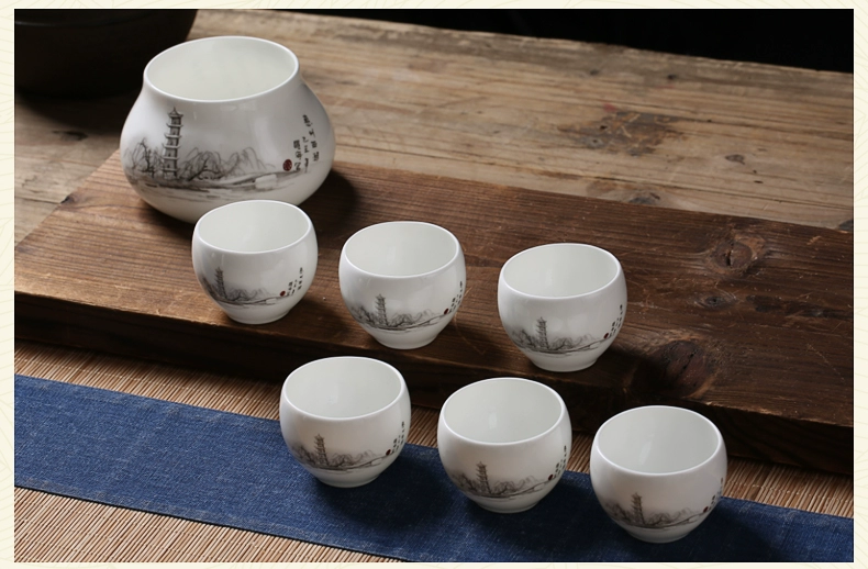 Jialan Bone Sứ Wine Set Rượu Trung Quốc Rượu Jug Rượu thủy tinh Hộ gia đình Jug ấm - Rượu vang