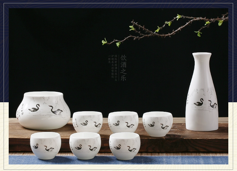 Jialan Bone Sứ Wine Set Rượu Trung Quốc Rượu Jug Rượu thủy tinh Hộ gia đình Jug ấm - Rượu vang