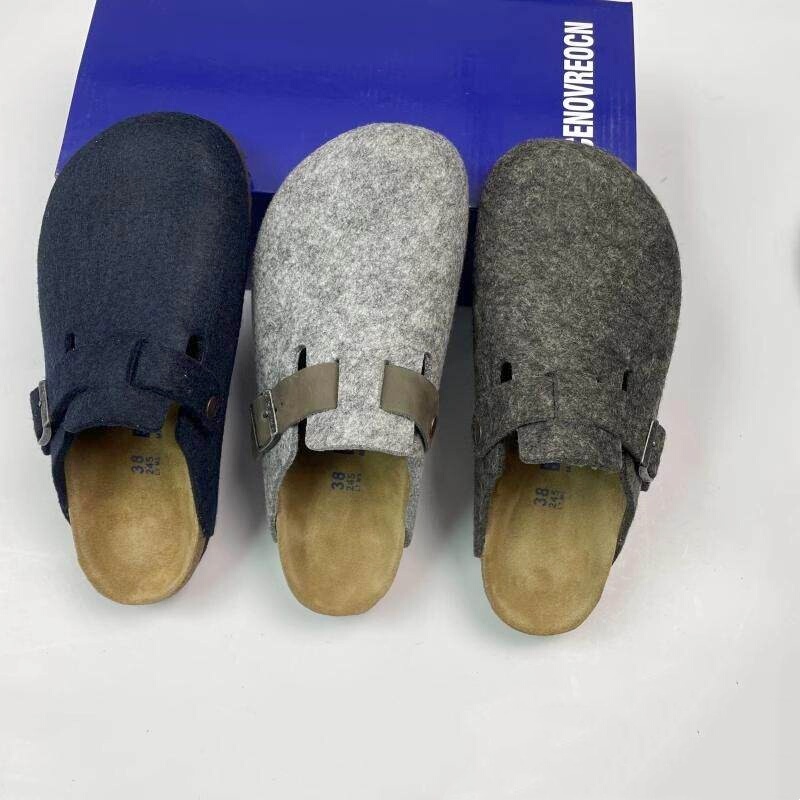 Wool Felt Fabric, Company Model Brcenovreocn, Thick-Soled Unisex Cork Clogs for Outdoor Wear, Trendy
