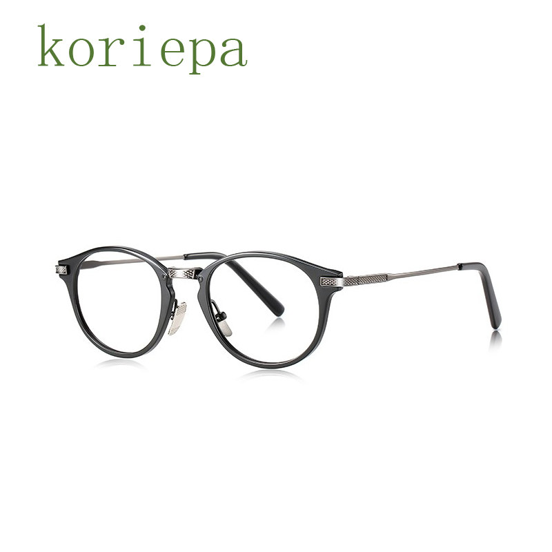 Eye frame Han version Tide Retro Round Frame Myopia glasses Men's Tidal Flat Light Protective Eye Radiation Blue Light Finished Eyes Man