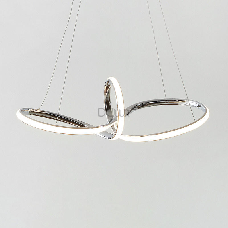 Nordic dining room chandelier creative bar bedroom light modern minimalist aluminum chrome-plated Circle Art modeling lamps