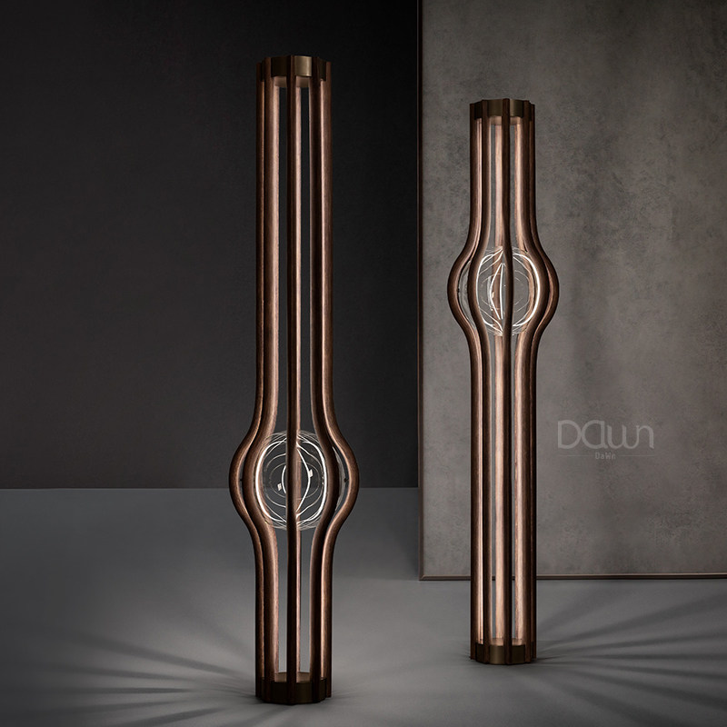 Classic Italian Sofa Floor Lamp Villa Hotel Designer Style Design Feel Glass Black Walnut Wood Floor Lamp