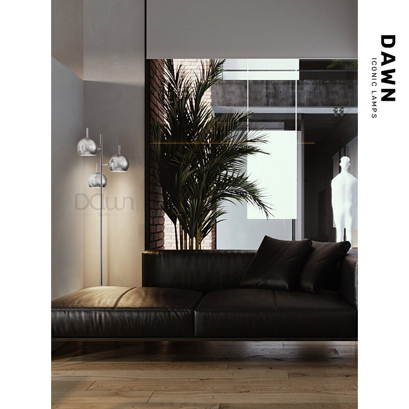 Nordic modern style sofa lamp designer home exhibition room lamps creative long-head chromium plated floor lamp