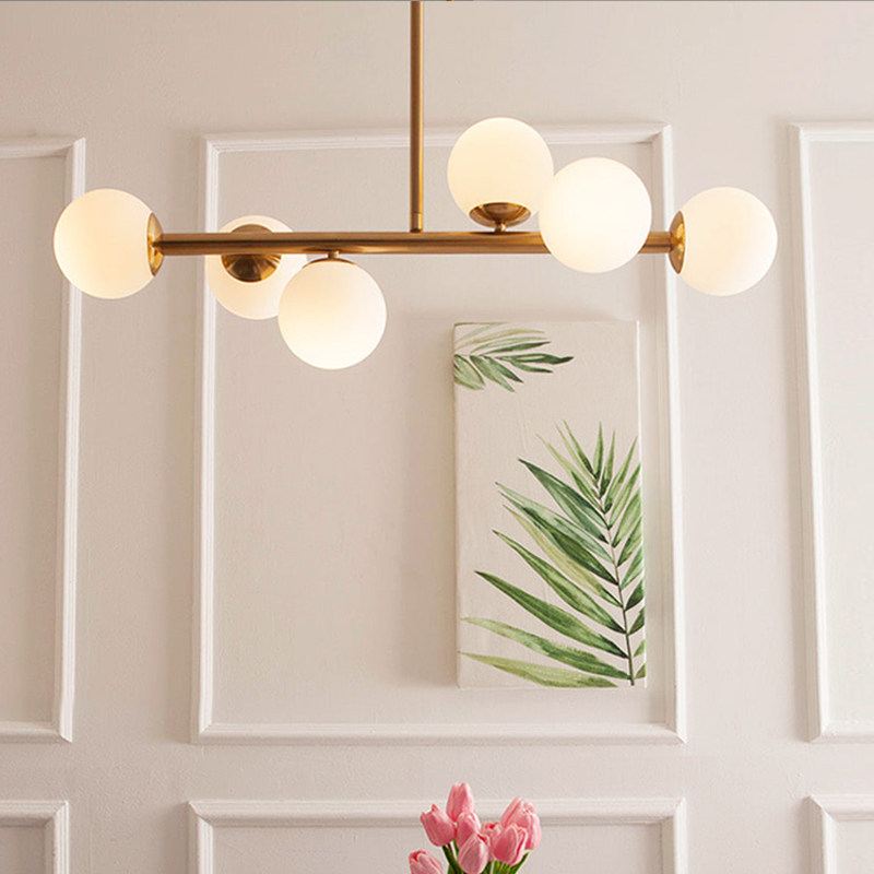 DaWn Nordic post-modern personality creative dining room bar center island long light glass ball magic bean iron chandelier