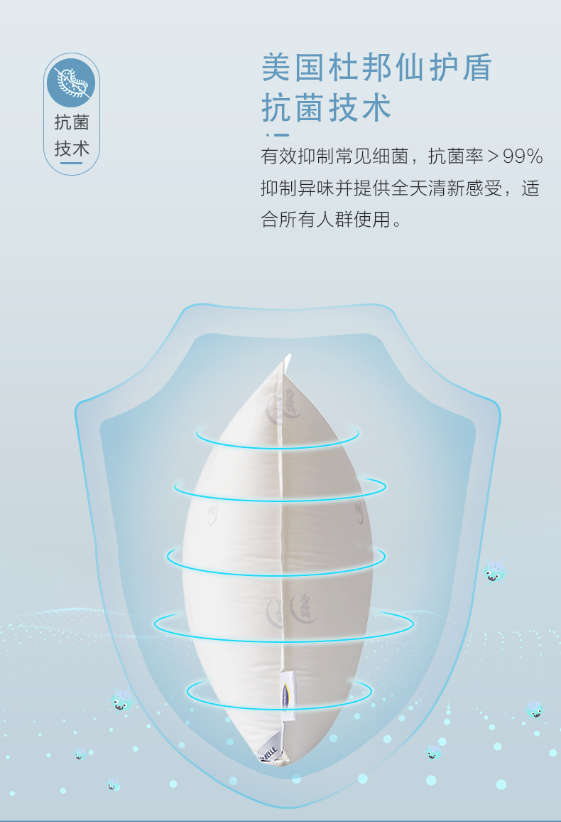 Somerelle 安睡宝 40S全棉面料 美国杜邦SILVADUR抗菌枕头 星月升级版 1个  天猫优惠券折后￥34包邮（￥79-45）