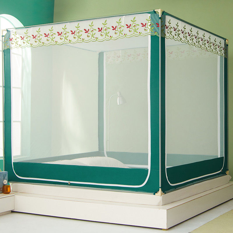 Mosquito net household children fall-proof bracket fixed fully enclosed zipper type 1 5 meters 1 8m bed yurt free installation