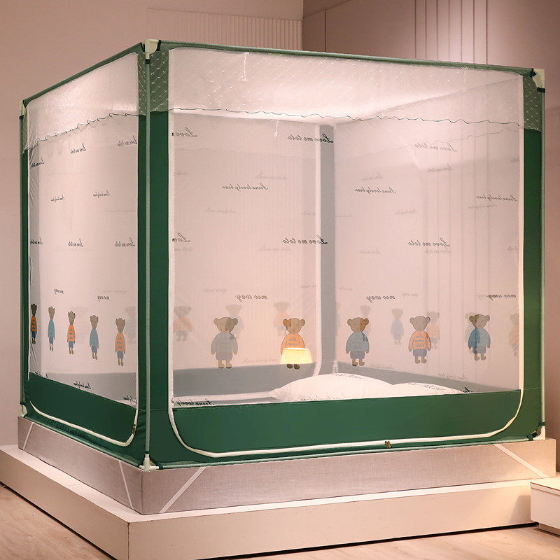 New mosquito net home anti-fall children's baby 1 5m 1 8m bed free of installation bracket fixed easy to disassemble and wash