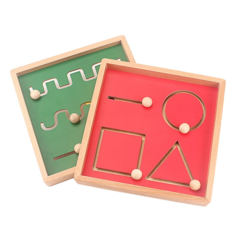 Montessori teaching aids wooden pen walking game children's early education puzzle children learning shape line painting toys