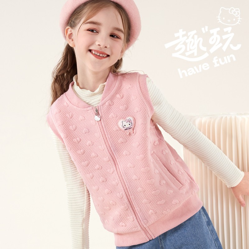 女の子ベスト春秋スタイル5子供6アウター7ベスト8小さな女の子ウエストコートkt猫9歳中年ベビーカーディガン