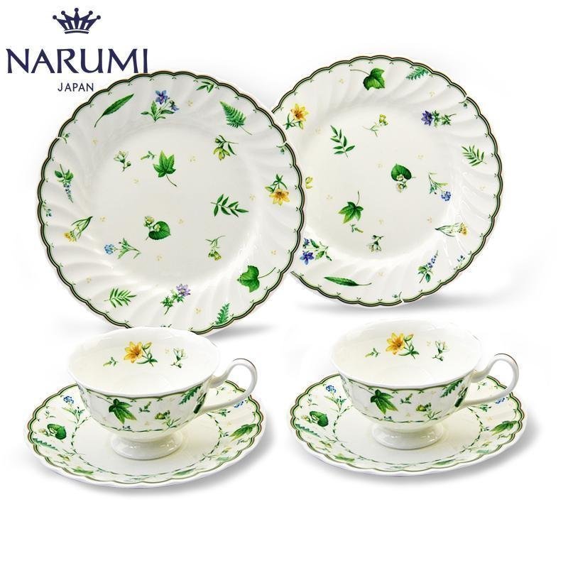 Japan NARUMI Ming Sea Queens Memory Double Refreshments Suit Group Cup of Tea Cups Sweet Dish Bone China