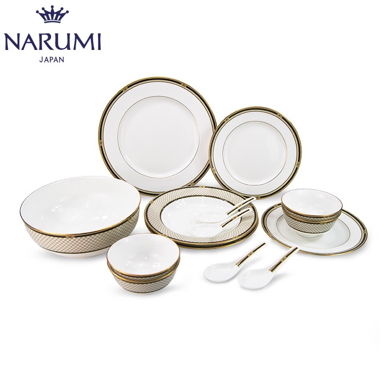 Japan NARUMI Narumi Windsor 4-person Chinese Food Set(14 heads)Bone China bowl dish dish spoon set