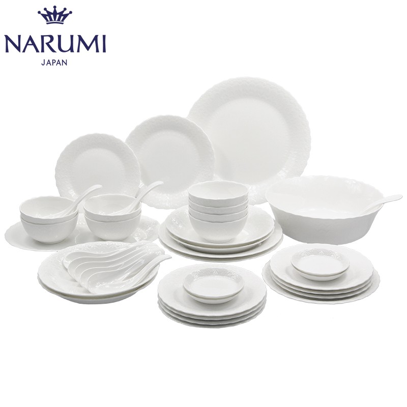 Japan NARUMI NARUMI Silky White 8-person Chinese Set (40 heads)Bone China Tableware Set