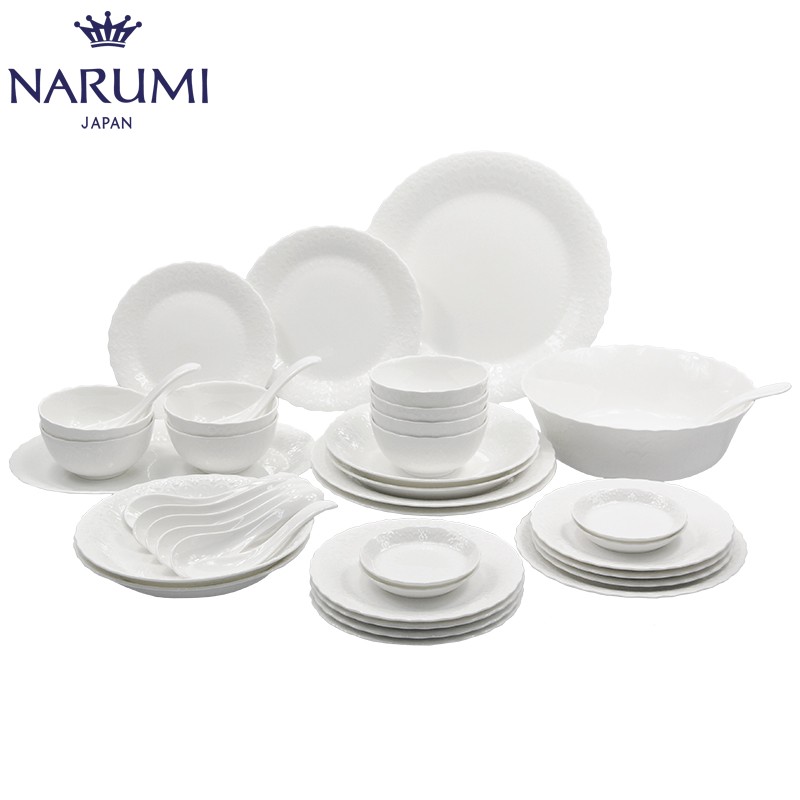 Japan NARUMI Narumi Silky White 8-person Chinese Food Set(40 heads)Bone China Tableware Set