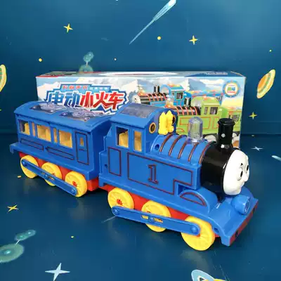 Children baby electric light music small train boy likes blue locomotive with car car toy train