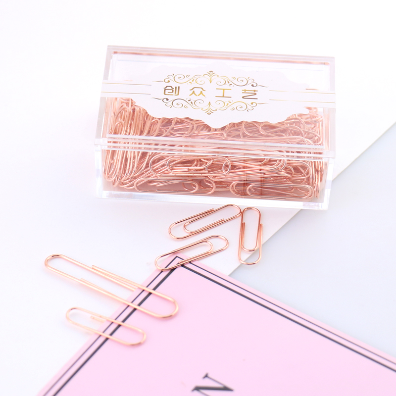 Rose gold fashion 50mm loop needle electroplated imitation gold paper clip Office supplies stationery large bookmark brooch
