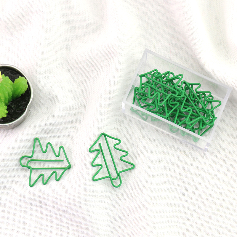 Christmas tree shape paper clip Green tree Creative cute paper clip Office stationery bookmark Student storage