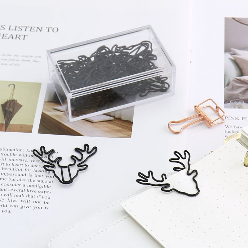 Deer head shape paper clip cute cartoon bookmark creative office supplies student stationery large paper clip brooch