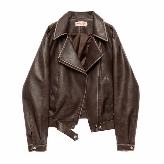 2025年新品复古PU皮衣外套女春秋韩系小个子时尚百塔显瘦机车皮短