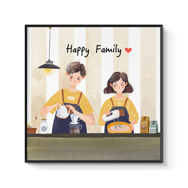 Modern Minimalist Dining Room Decoration Painting Nordic Ins Lovers Mural Dining Room Kitchen Small Fresco Hanging Painting Background Wall Hanging Painting