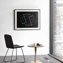 Black and white modern minimalist creative abstract line decorative painting office living room Nordic dining room soft mural