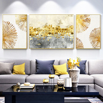 Golden abstract decorative painting simple beauty light luxury hanging painting sofa background wall triple painting living room modern simple Mural Group