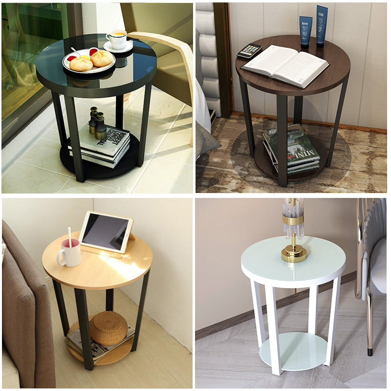 Nordic modern minimalist sofa edge Several cabinets Mini small tea table corner Several living-room Balcony Iron Art Glass Small Round Table