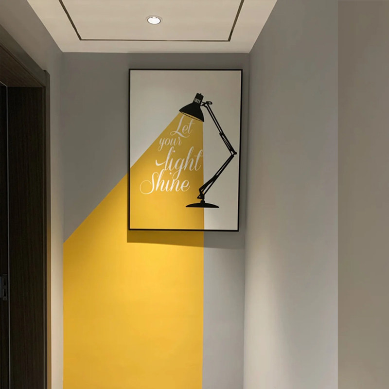 Modern minimalist children's room Bedroom Bedroom bed head Xuanguan decoration painting cartoon yellow table lamp Creative art fresco hanging painting