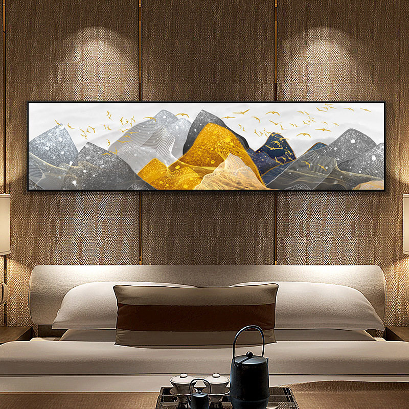 New Chinese Classical Style Bedroom Bedside Decoration Hanging Painting Light Lavish Hotel Guest House Tooling Sofa Landscape Ink Scenery