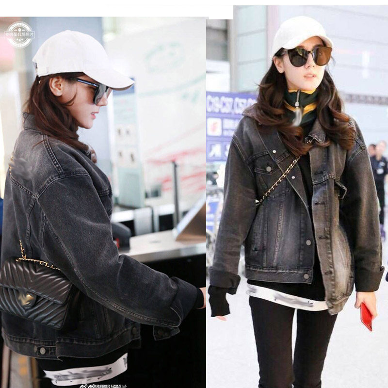 Dirizeba star codenim jacket woman 2022 spring autumn new loose black Korean version jacket denim