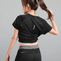 Summer sports short-sleeved womens running quick-dry light clothes loose fitness T-shirt room outside wear yoga short-sleeved round neck