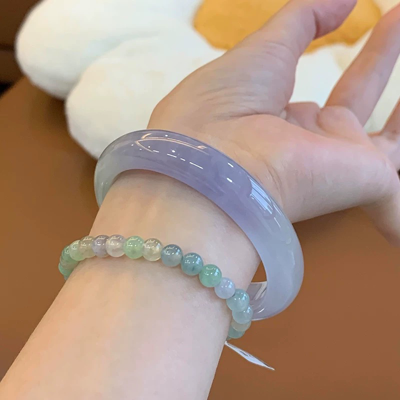 Violet Jade Bracelet for Women, Ice-Like Texture, Spring-Colored with Floating Flowers, Translucent and Delicate Purple Jade Bracelet for Young People Violet Jade Bracelet for Women, Ice-Like Texture, Spring-Colored with Floating Flowers, Translucent and Delicate Purple Jade Bracelet for Young People