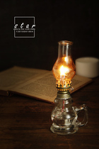 Retro old-fashioned glass oil lamp Chinese folk lamp food shooting photography props background