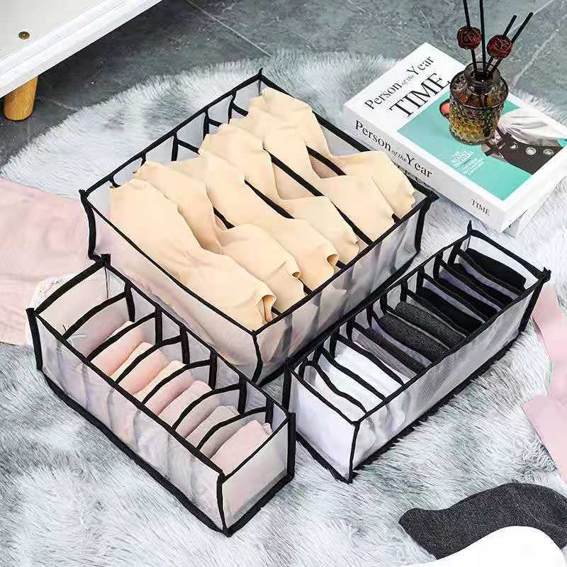 Bedroom underwear underwear socks drawer type finishing storage storage box three-piece grid underwear wardrobe storage box